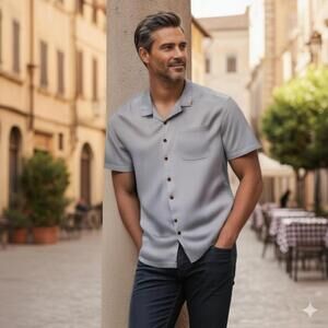 Tommy Bahama Light Gray Casual Button Down Shirt (SH-02)